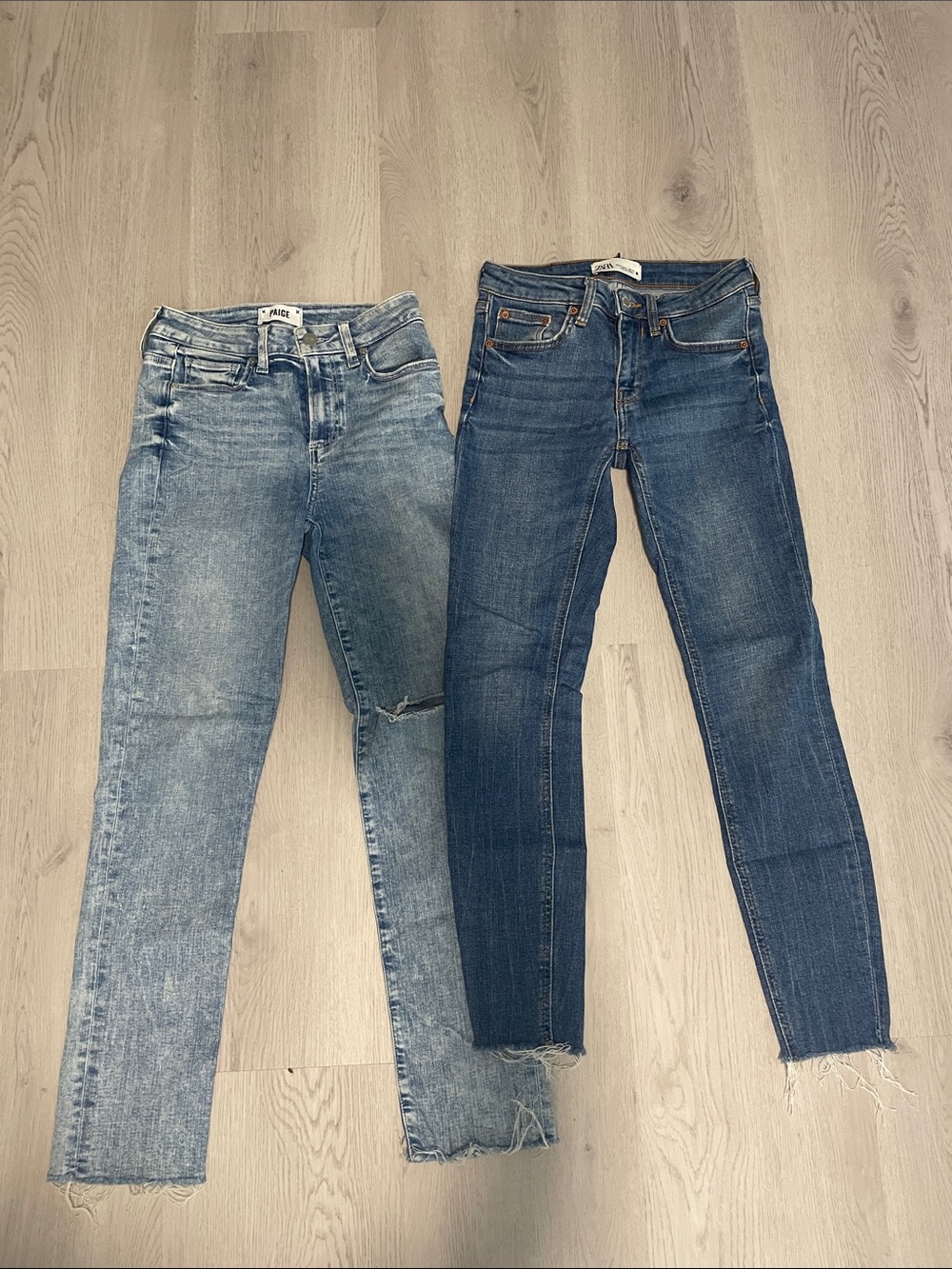 PAIGE Zara Women's Skinny Jeans Pants in Light Blue and Dark Blue